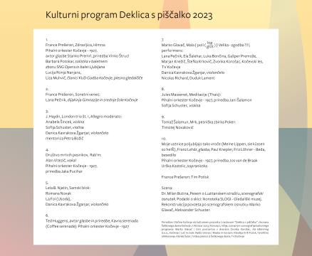 Programski list prireditve Deklica s piščalko 2023